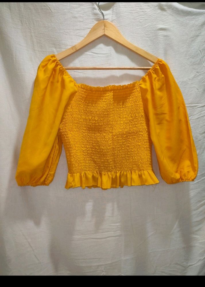 Yellow Mustard Crop Top (Stretchable)