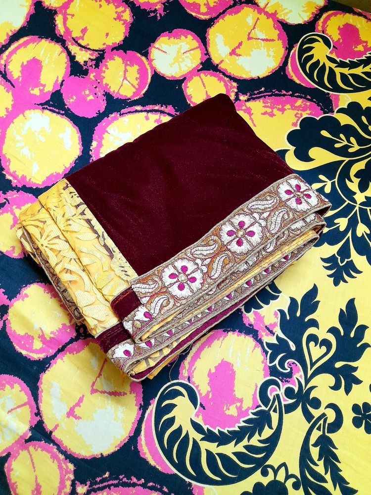 Purple Coloured Velvet Saree