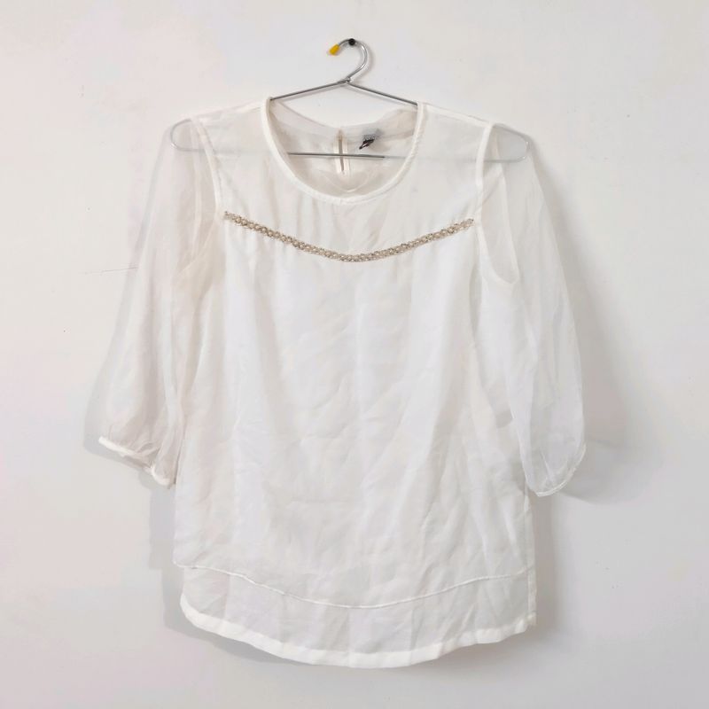 Korean imported white pearl top