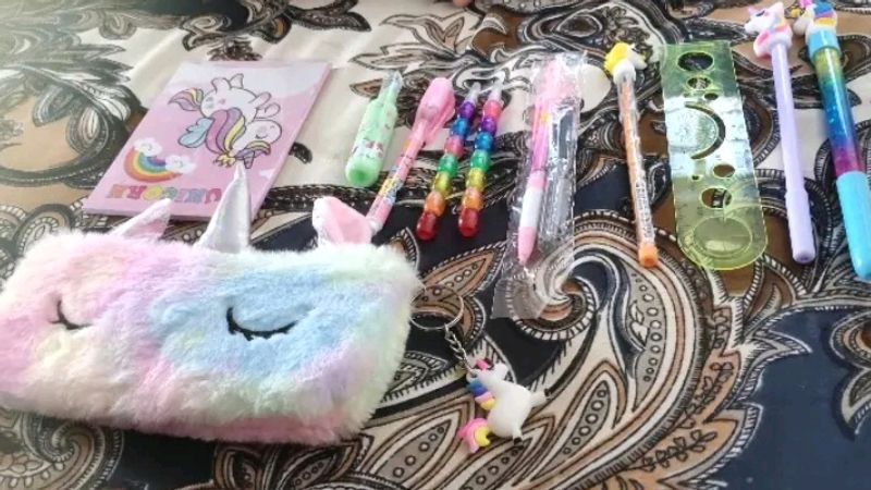 Unicorn Pouch Combo For Kids Stationery Diary