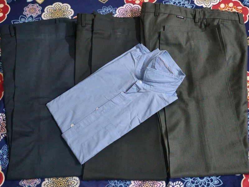 Pack Of 3 Trousers With 1 Free Shirt