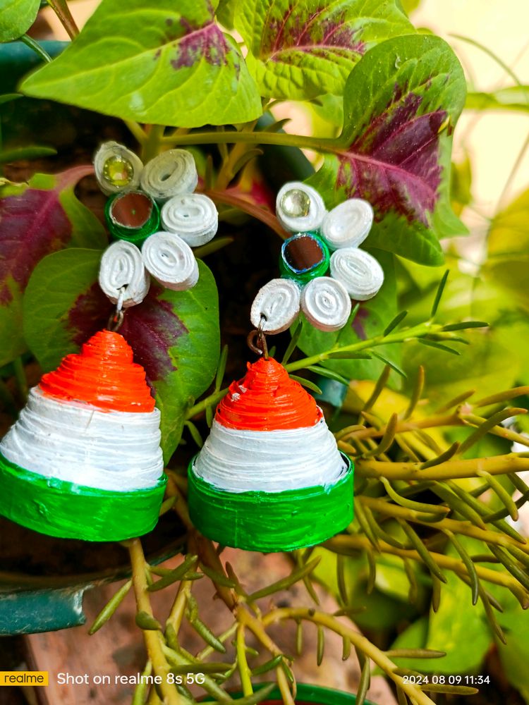 New Handmade Tri colour Jhumkas