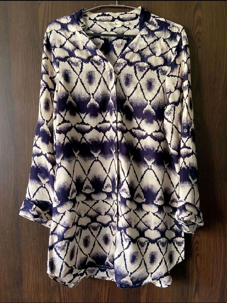 💜 Purple Roll-up Sleeves Tunic Top