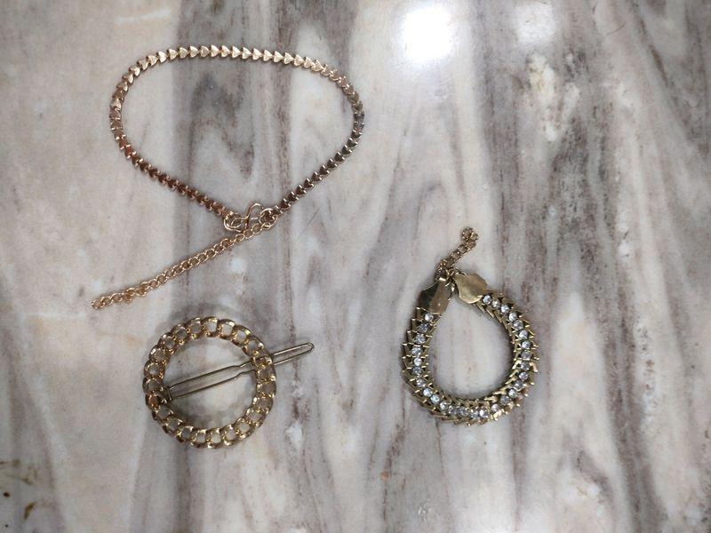 Combo Of Anklet & Bracelet, Hairpin Free