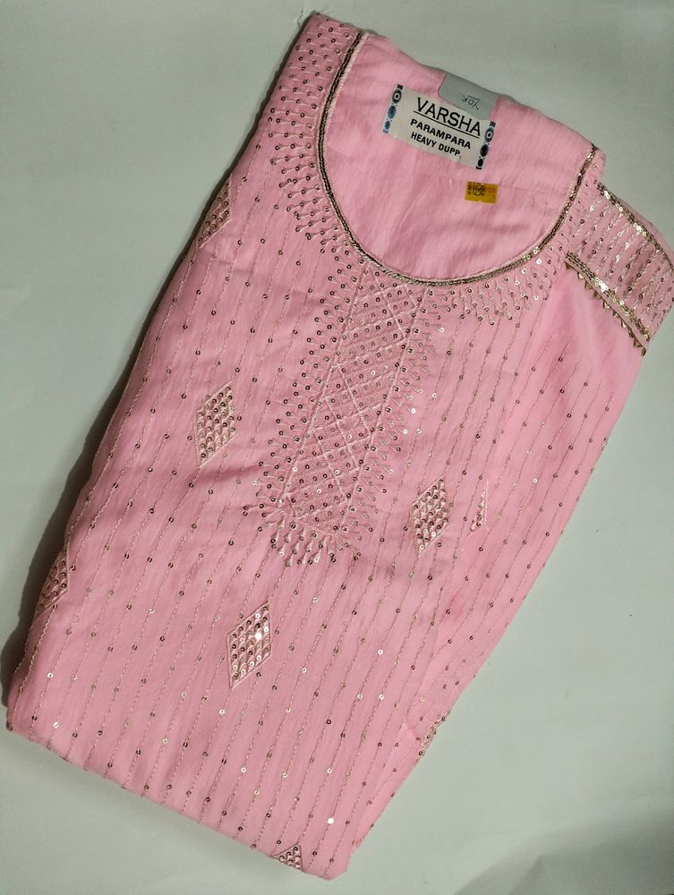 BEAUTIFUL BABY PINK COLOUR UNSTITCHED SUIT