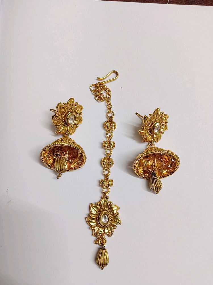 Traditional Antique Mantika And Earring Set