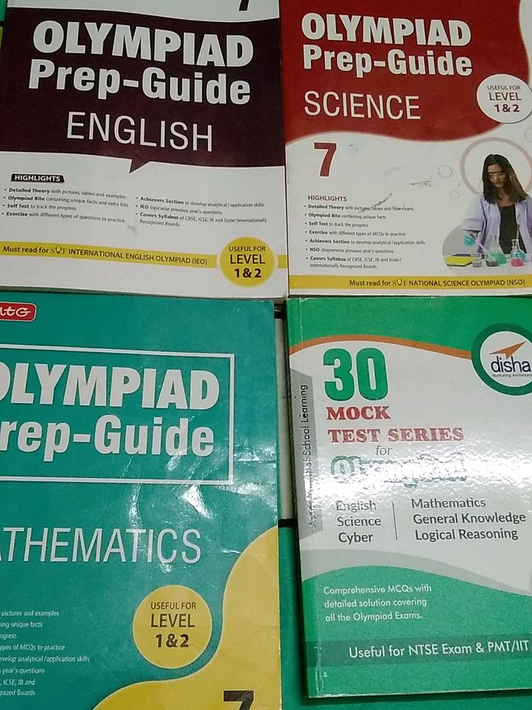 4 Bokks Of Class7 Olampiad Books For Lev1 And 2