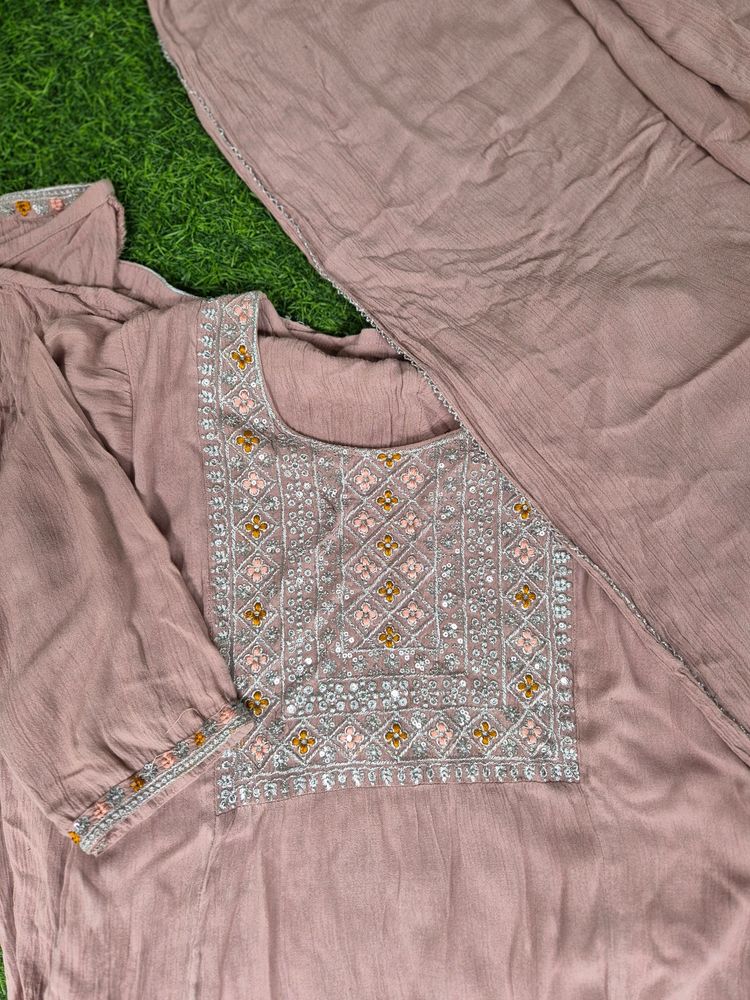 Dusty Pink Kurta With Duppatta Xl