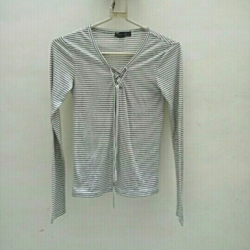 Primark White & Black Lining Top (Women)