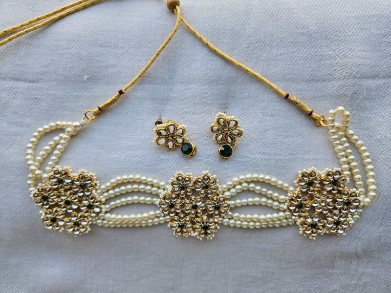 Pearl Kundan Choker Set Necklace