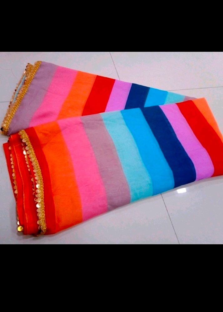 Multi Colour Beautiful Saree With Unstitched Blous