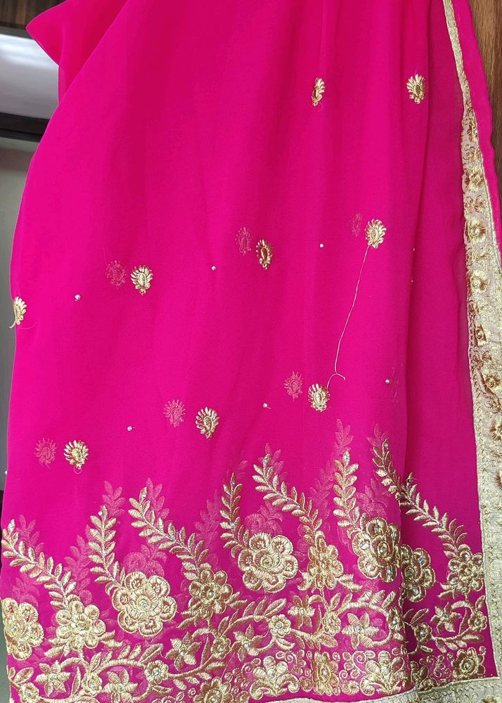 Price Dropped _ Pink Georgette Sareee