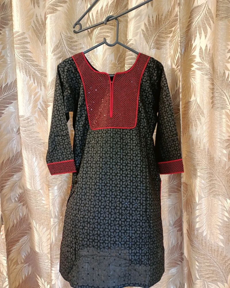 Brand new designer Black kurti With Sequins.