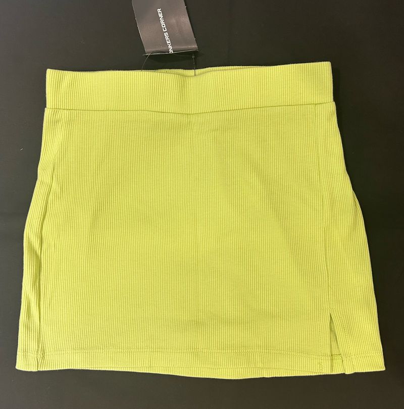 Bonkers Corner Lime Green Mini Skirt With Slit