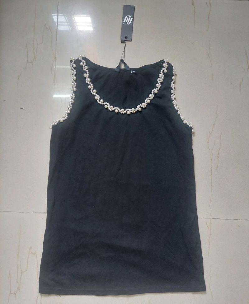 Black Pearl Detail Tank Top(M)