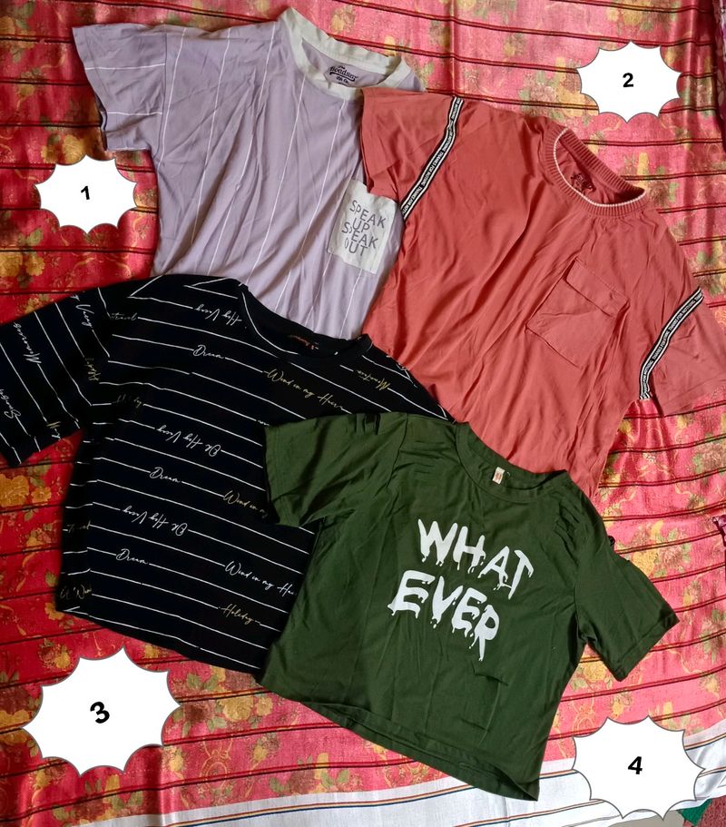 4 Regular & Crop Tshirts (Women)