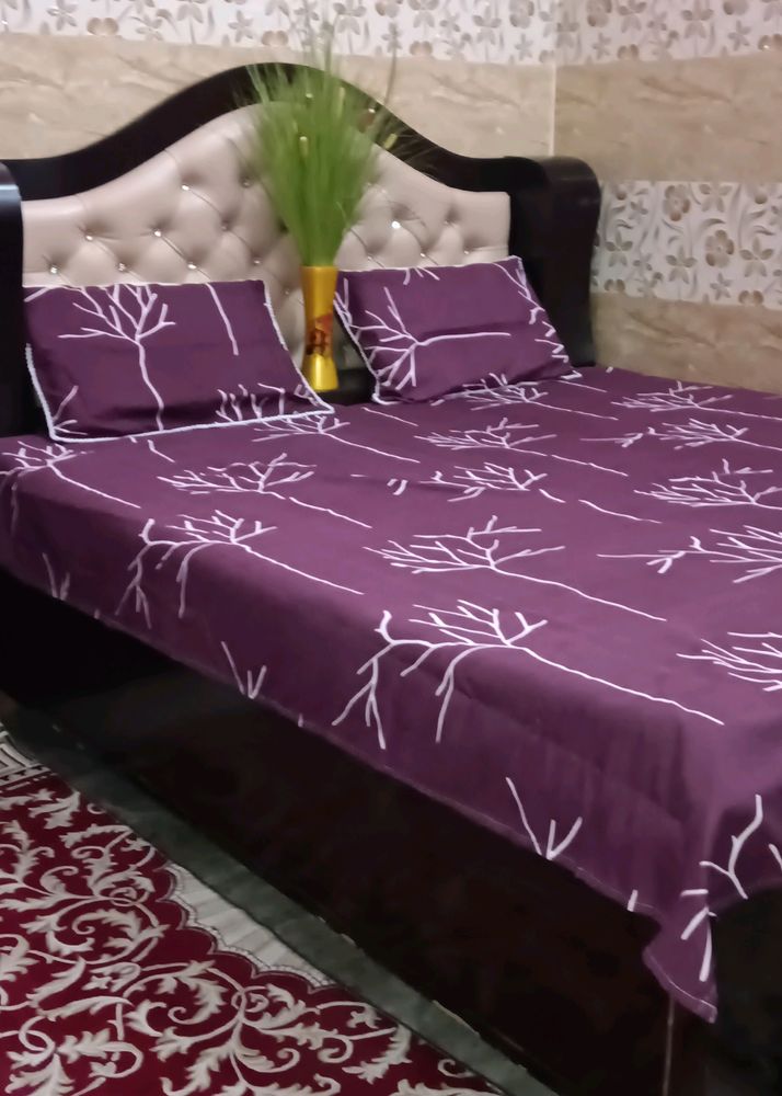 Double Bedsheet With Two Pillow Kower King Size