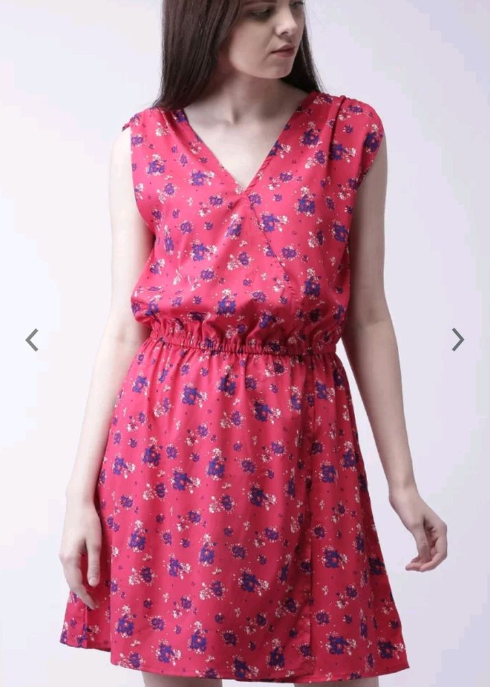 Red Printed Fir And Flare Dress From Moda Rapido