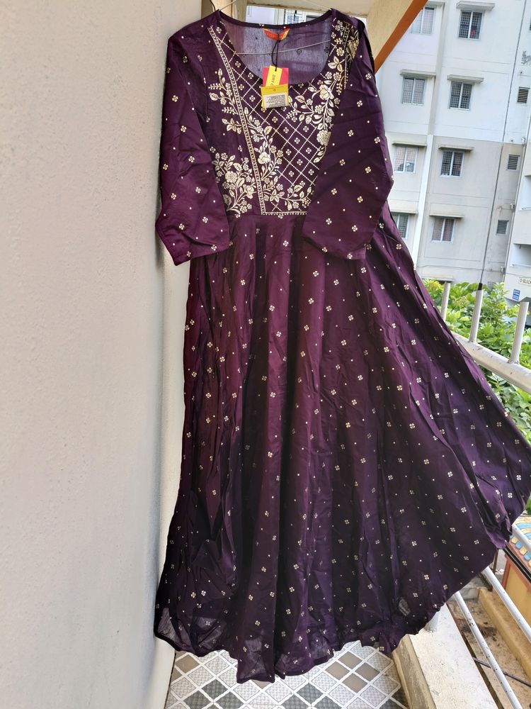 Wine Colour Ethnic Gown