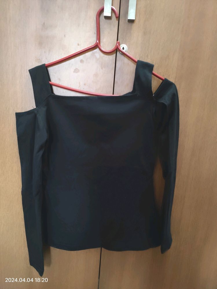 Black Off Shoulder Design Top