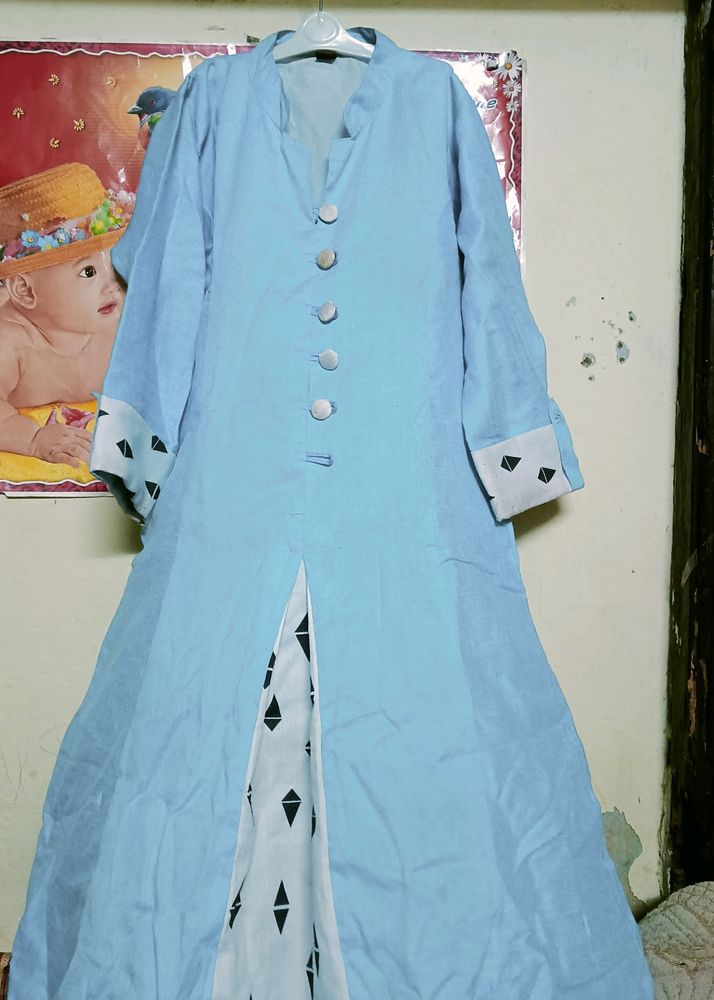 Sky Blue Colour Frock Design