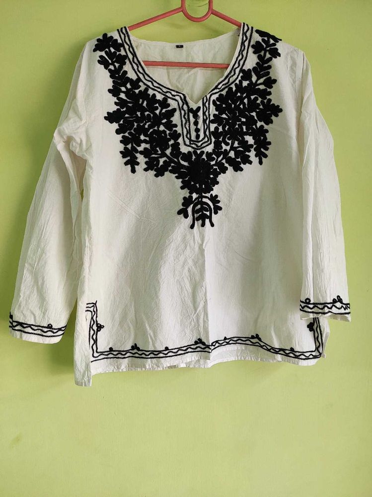 Cotton Chikankari Short Kurti