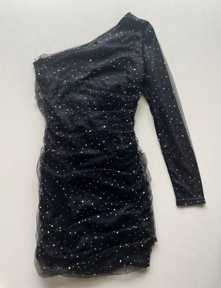 Black Shimmery Body Con Dress