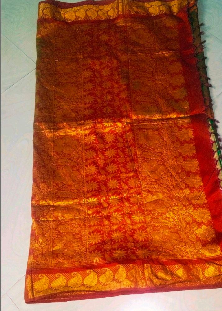 Maroon Colour Beautiful Pure Gadwal Saree