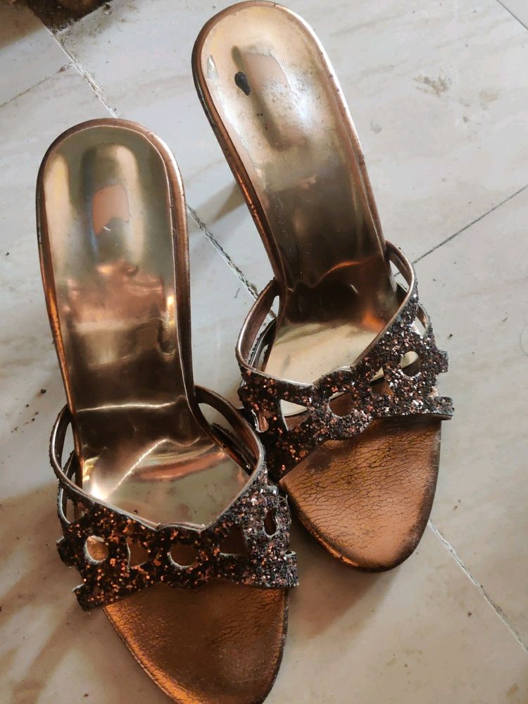 Golden And Copper Colour Heels