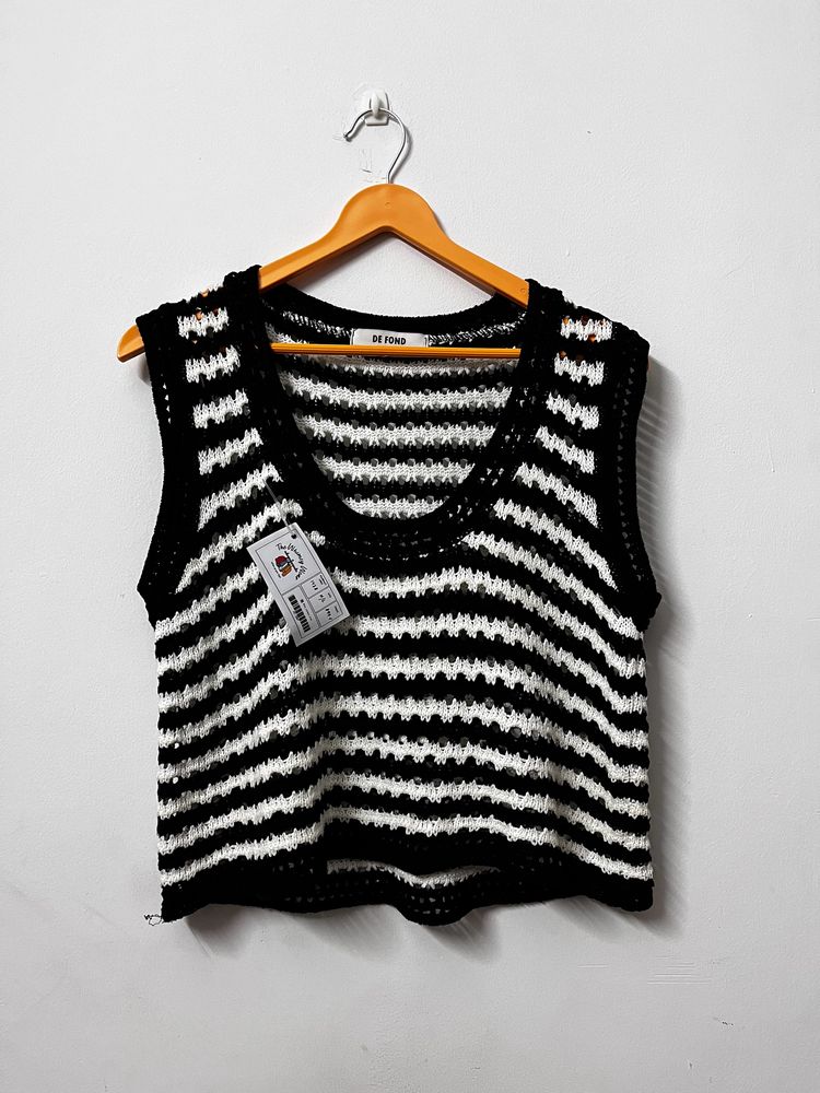 Black & White Crochet Vest