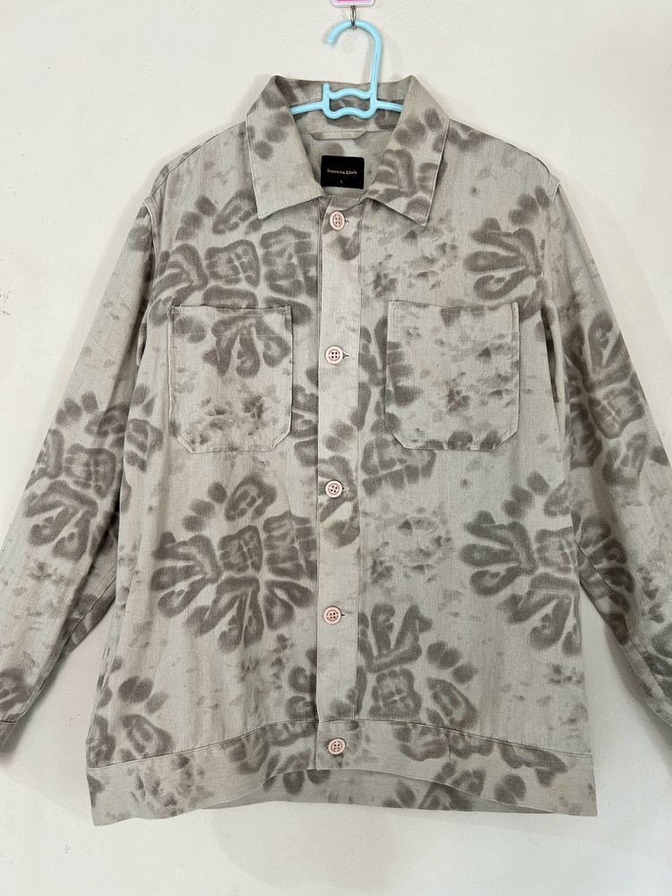 Man Beige Floral Printed Tailored Jacket