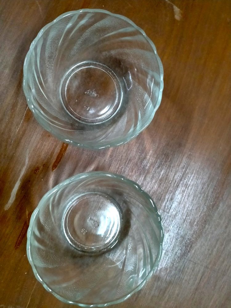 Two Transparent Big Glass Bowls