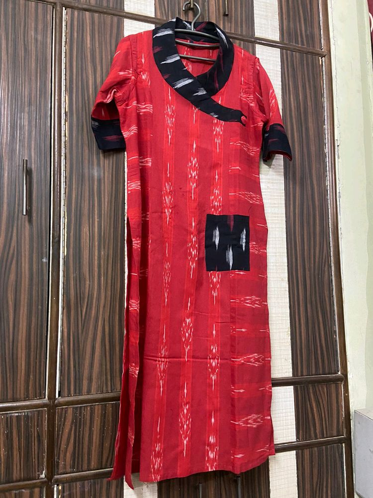 Red And Black Kurta