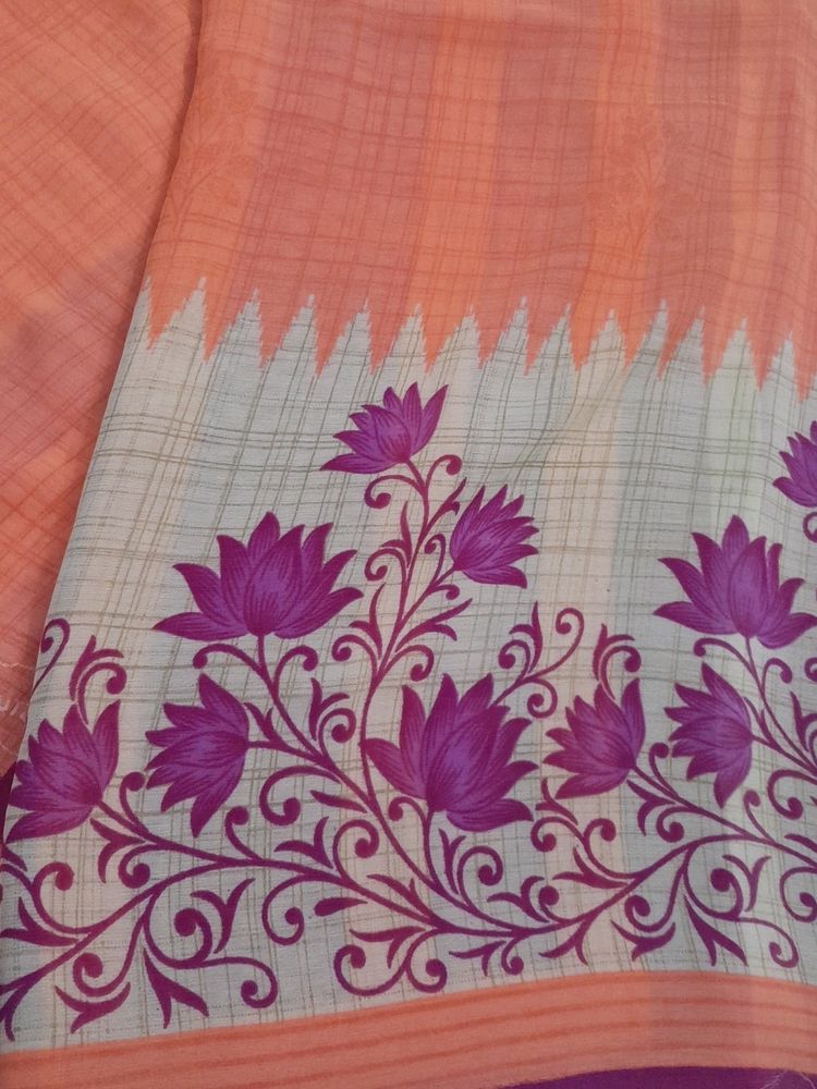 Lotus Design Pink Orange Combo Saree