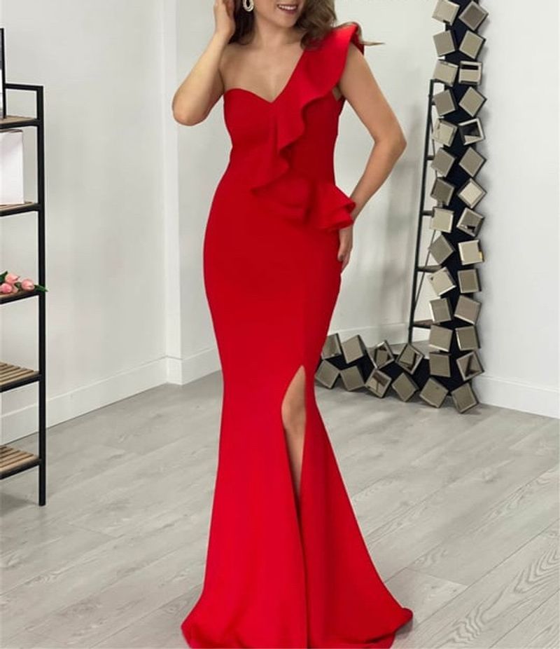 Red Asymmetrical Gown -Shein