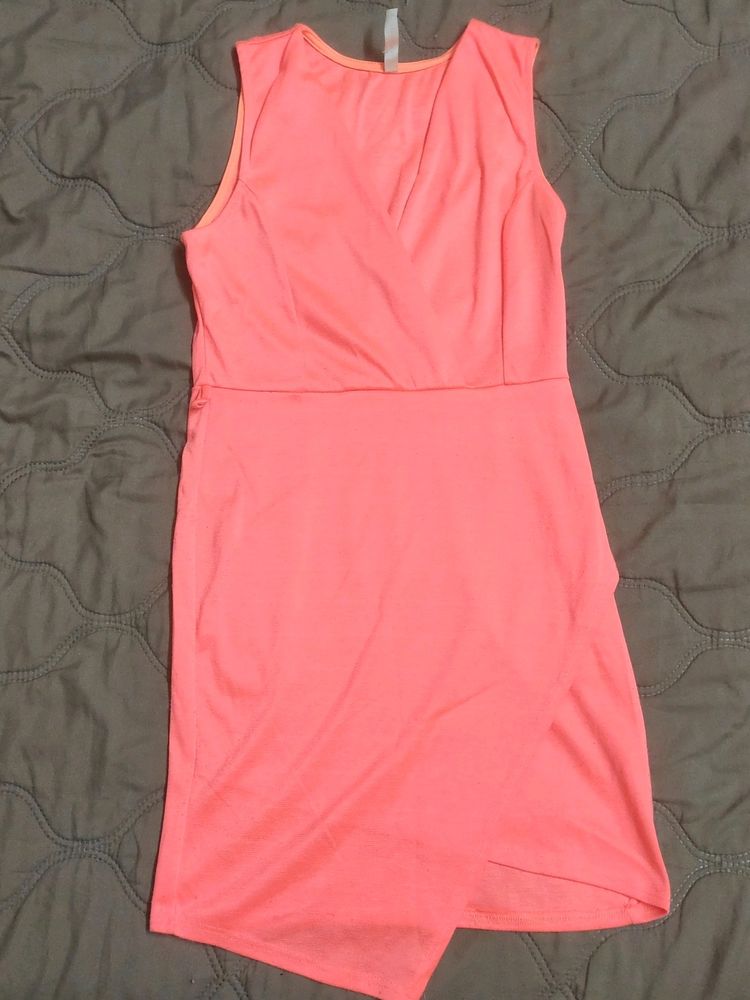 fluorescent Coral Colour Dress