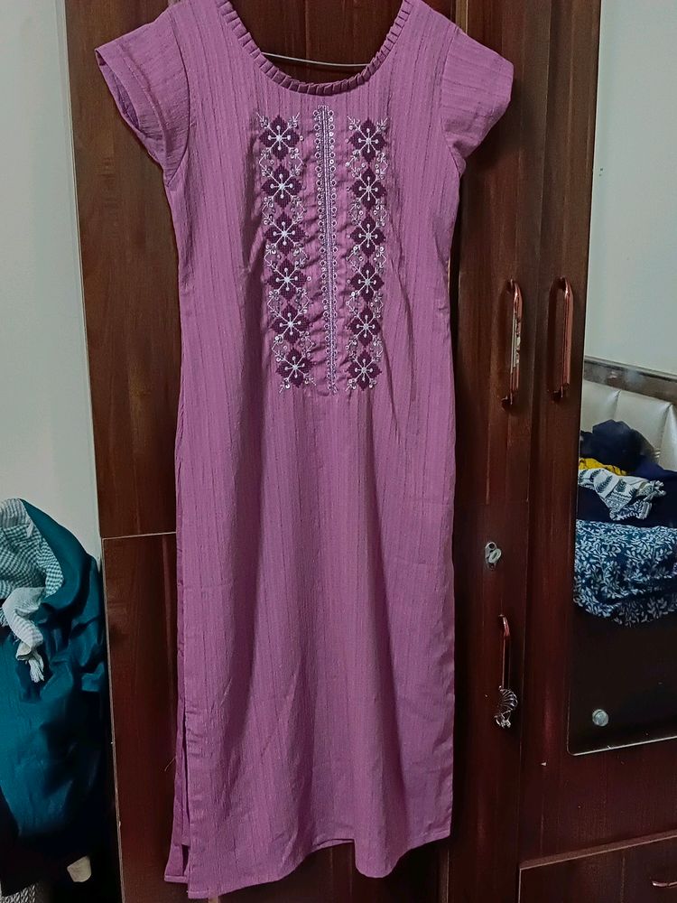 Pink Poly Georgette Kurta