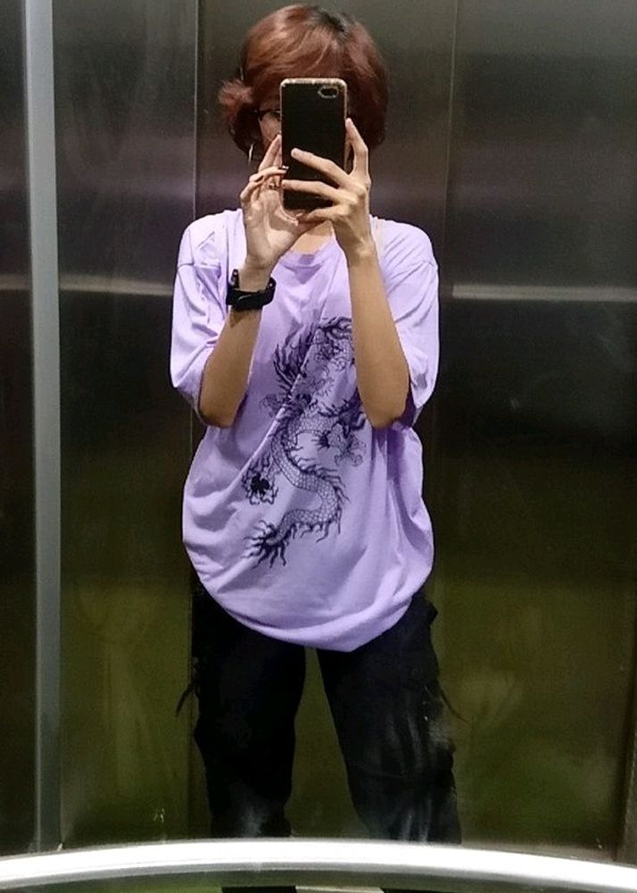 Lavender Dragon Print Oversized Tshirt