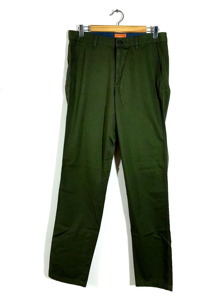 Dark Olive Green Semi Formal Pant For Men's