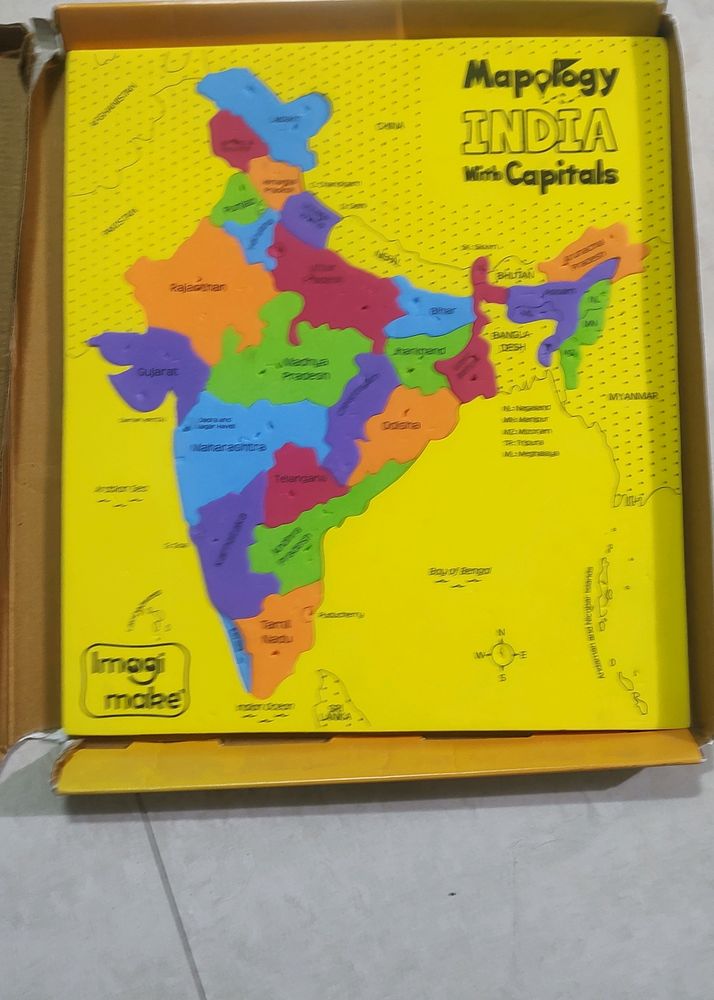 Indian Mapology With Capital Flag