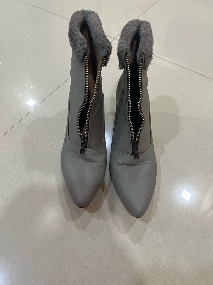 Grey Heeled Boots