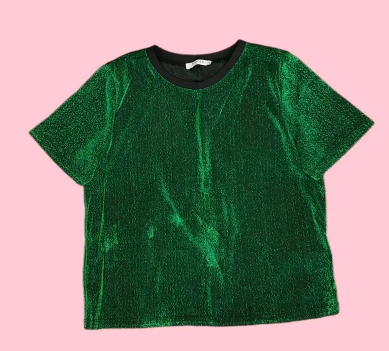 Pieces Bottle Green Crop Top