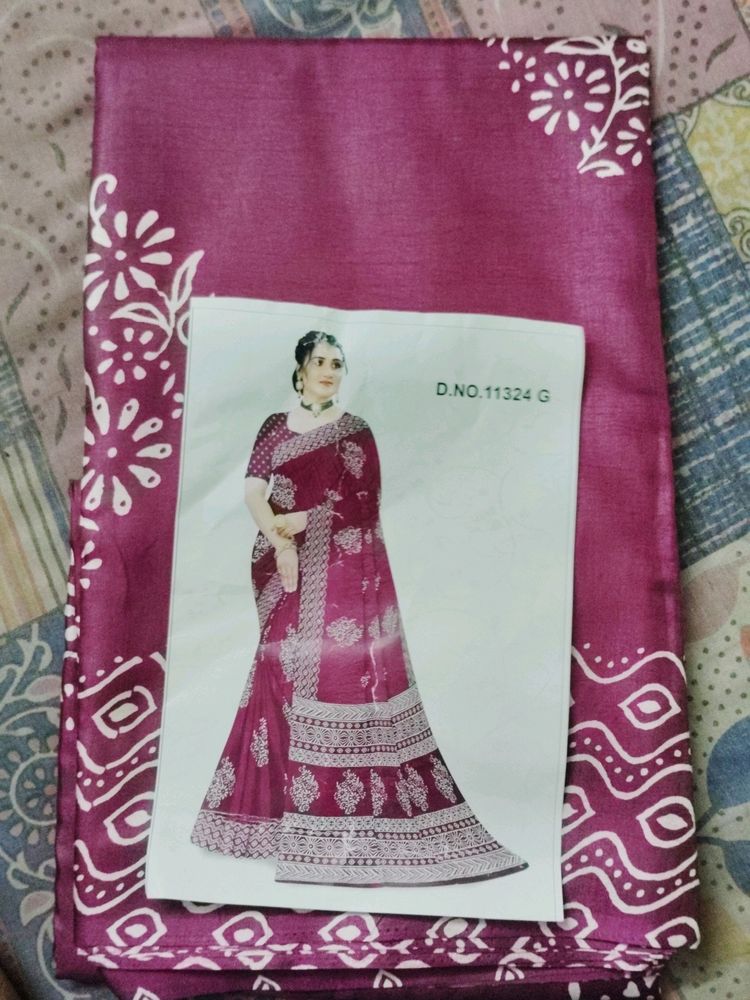 A Purple Saree With Blouse Piece Of 12 hand