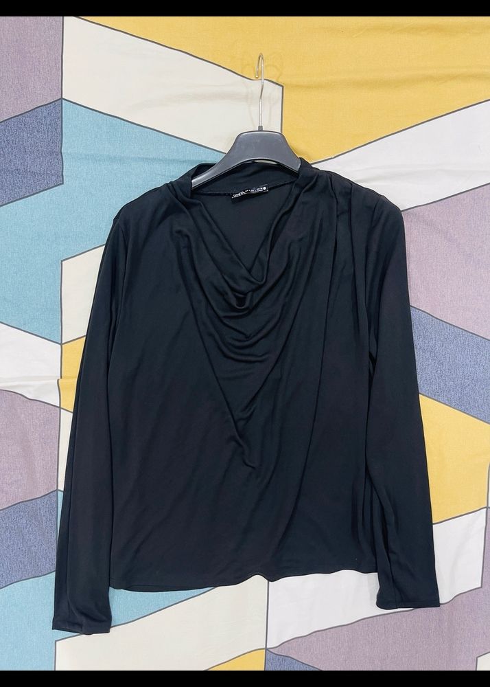 Black Cowl Neck Top