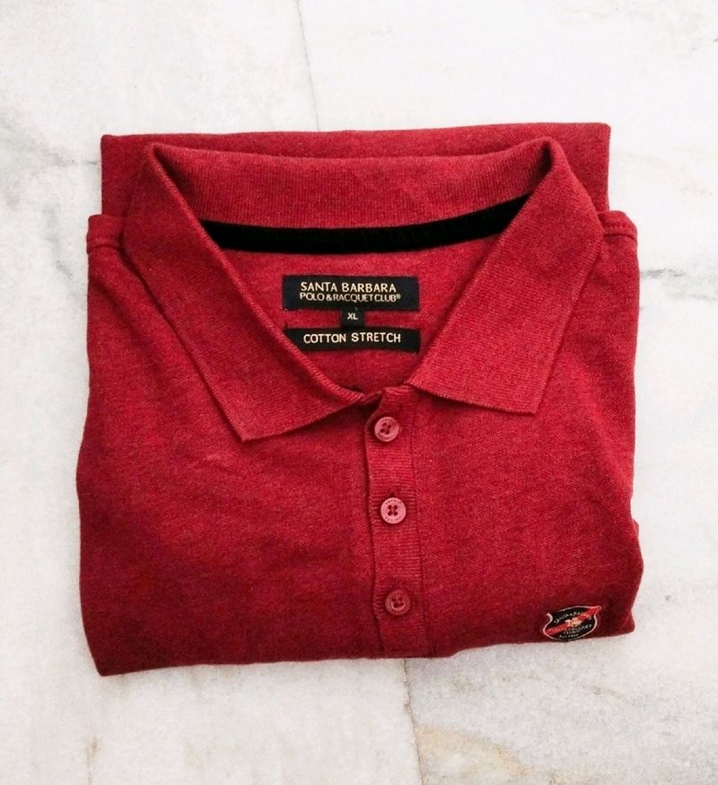 Polo Neck T Shirt Maroon