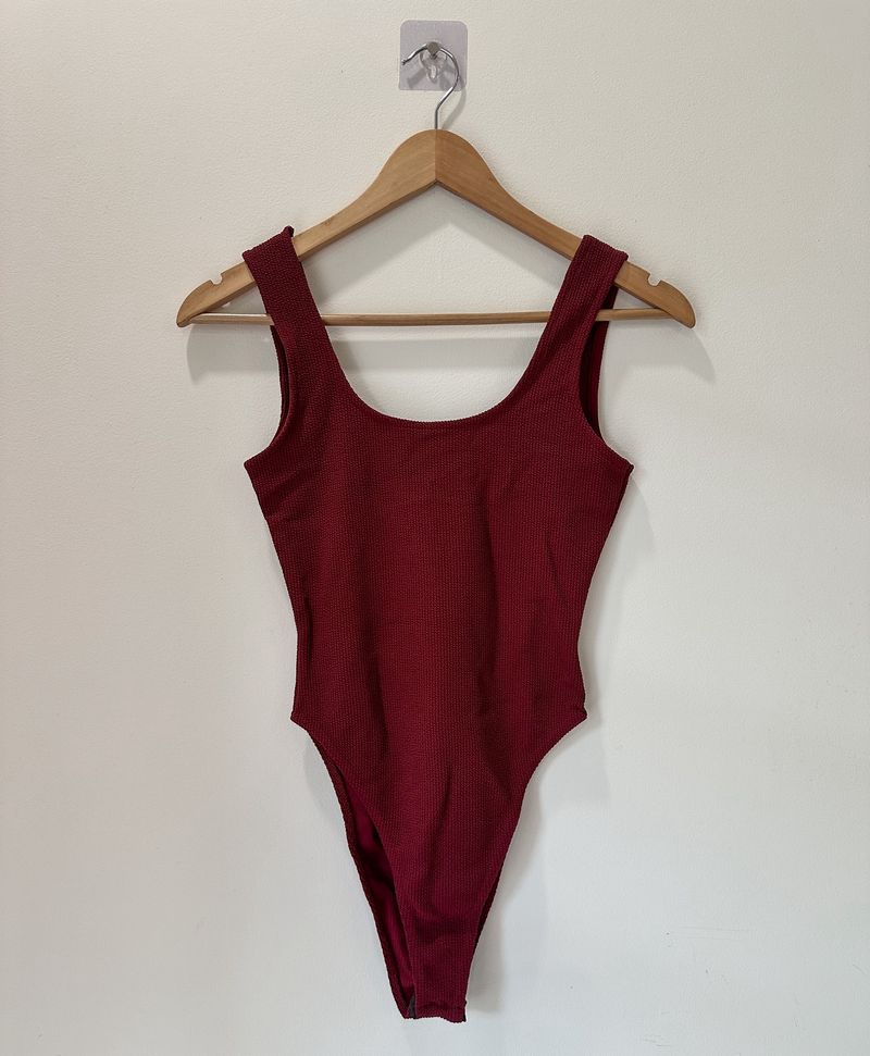 Red Ribbed Bodysuit