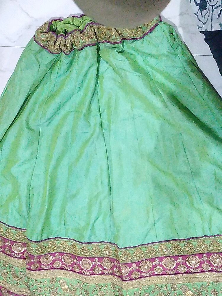 Pitch Blouse With Dupatta And The Stitch Lehenga