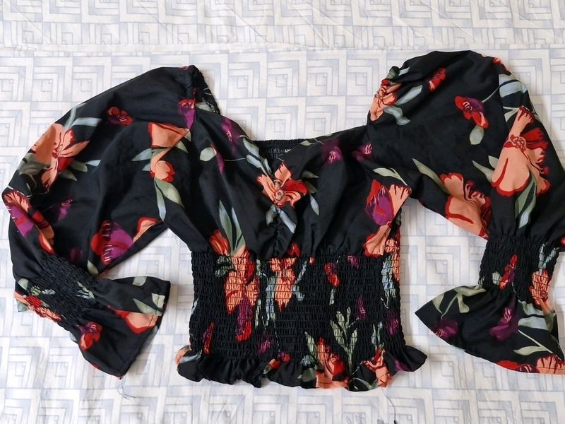 Floral Black Top