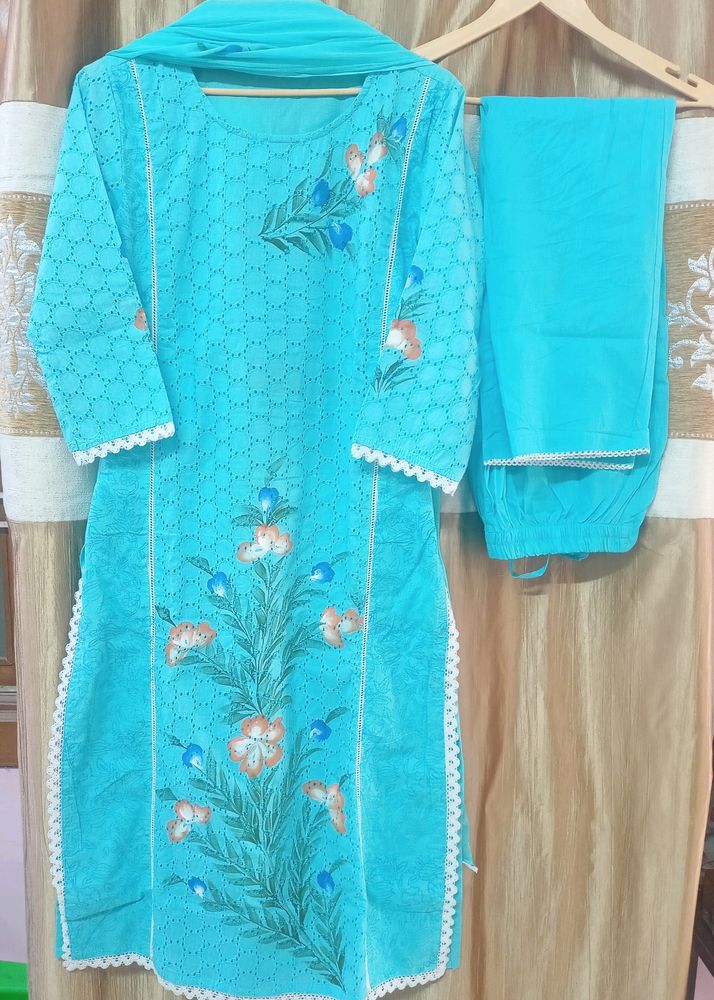 Cotton Schiffli Suit Set