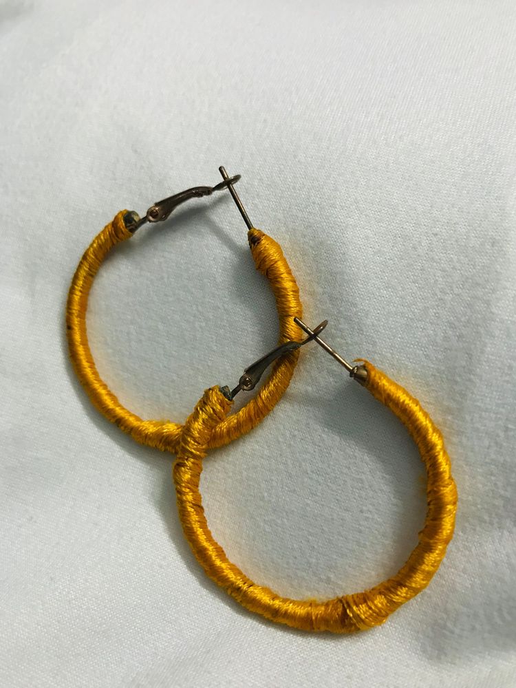 Yellow Silk Thread Hoops